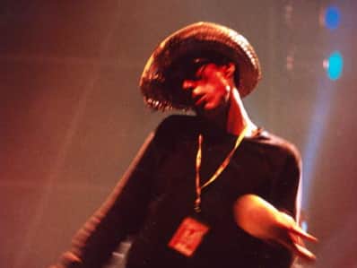 Bez on the main stage when the Happy Monday’s played T in the Park 1999 at Balado