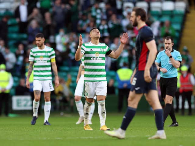 Giorgos Giakoumakis celebrates a hat-trick against Ross County in 2022 (Image: Getty Images)
