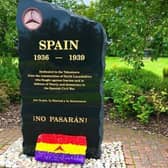 The memorial stone for the Lanarkshire fighters that died in the Spanish Civil War lies in the Duchess of Hamilton Park in Motherwell