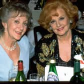 Coronation Street actresses Thelma Barlow and Barbara Knox. (Photo by Denzil McNeelance/TV Times via Getty Images)