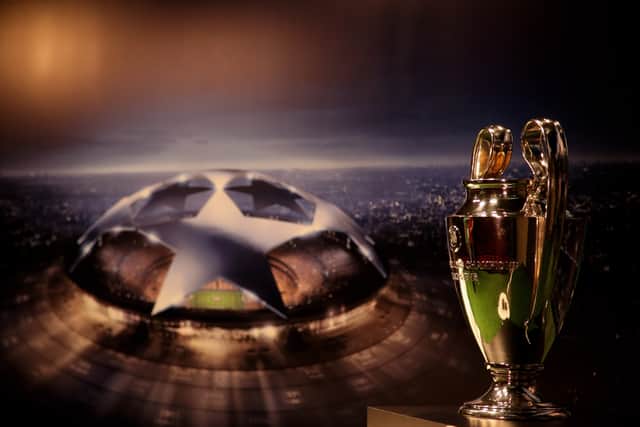 A general view of  the UEFA Champions League Trophy