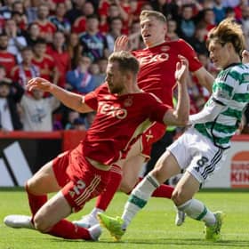Kyogo Furuhashi makes it 2-1 to Celtic against Aberdeen (Credit: SNS Group)