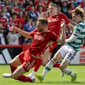 Kyogo Furuhashi makes it 2-1 to Celtic against Aberdeen (Credit: SNS Group)