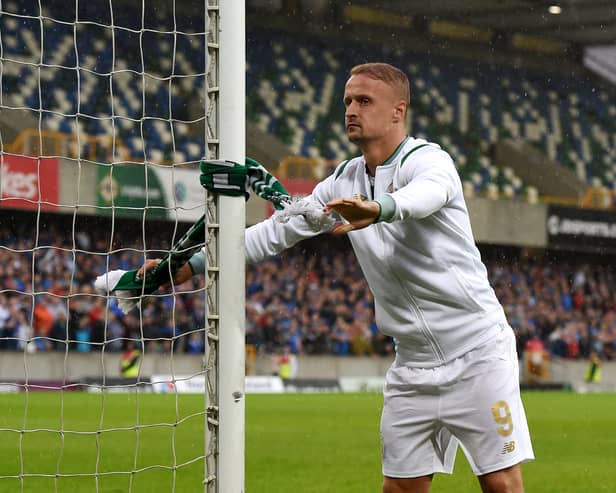 Former Celtic striker Leigh Griffths has been discussing the  infamous 2017 match at Windsor Park (Pic: Getty) 