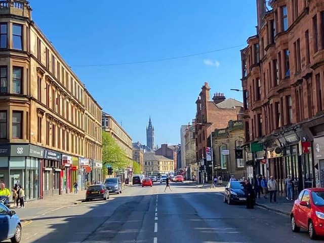 Dumbarton Road in Glasgow. Dumbarton Road is one of Glasgow’s best loved streets which connects Argyle Street to Clydebank. 