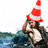 Mel Gibson as William Wallace in Braveheart - sporting a lovely PNG of a cone on his head vis à vis the Duke of Wellington.