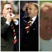L to R: Dick Advocaat, Alex McLeish, Tommy Burns and Liam Brady are amongst the managers with the worst win rate in Old Firm derby history (Pic: Getty)
