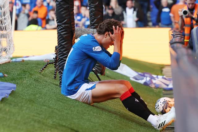Sam Lammers of Rangers cuts a frustrated figure