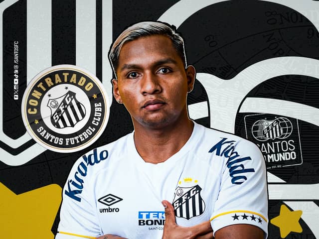 Alfredo Morelos has joined Brazilian side Santos FC (Credit: @SantosFC)