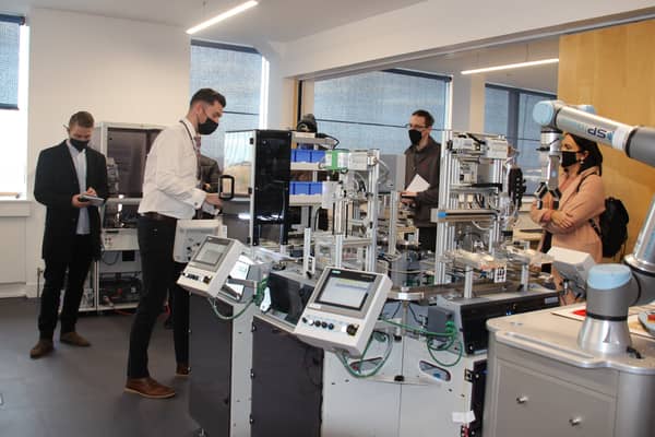 Researchers show off ‘Cobots’ to visitors to Smart Hub Lanarkshire run by New College Lanarkshire - co-operative robots that are designed to interact directly with humans