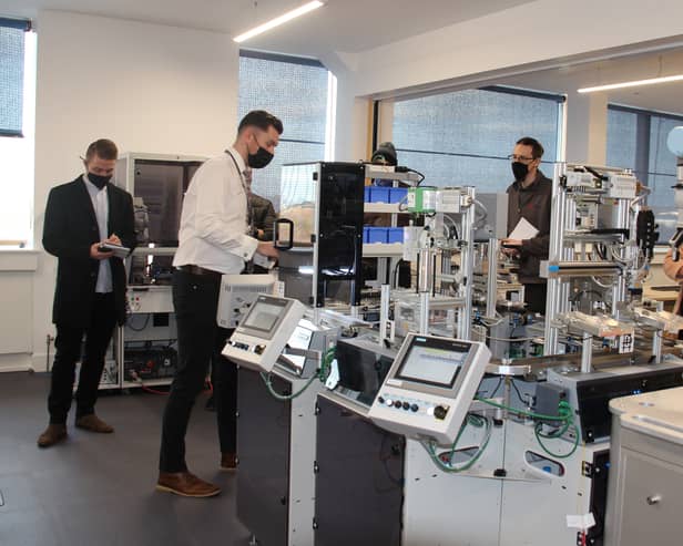 Researchers show off ‘Cobots’ to visitors to Smart Hub Lanarkshire run by New College Lanarkshire - co-operative robots that are designed to interact directly with humans