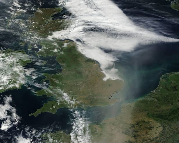 Satellite view of Earth taken on September 6 shows Saharan dust blowing over the UK.