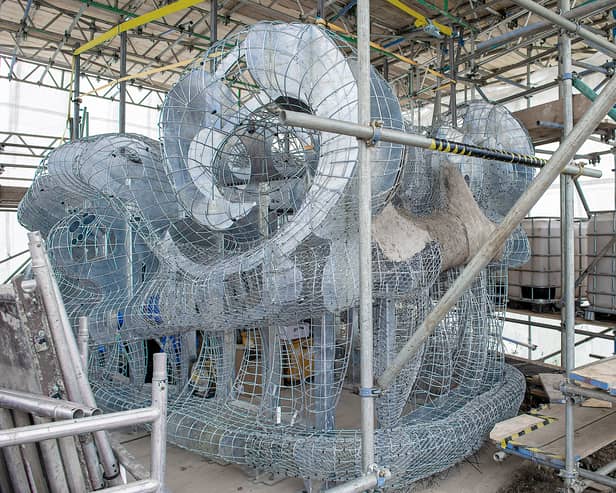 The frame of The Beithir, or Kelpies cousin, which is due to be completed and placed in Glasgow within 5 years