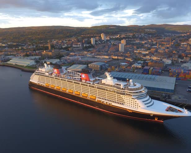 The Disney Cruise ship docked at Greenock Ocean Terminal today (September 13) bring 4,000 people to the local area
