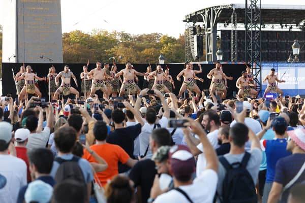 Rugby World Cup fans learn the Haka in the Paris fan zone