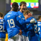 Rangers celebrate their second goal at Ibrox as they beat Livingston 4-0