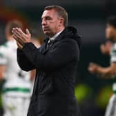 Celtic manager Brendan Rodgers cuts a dejected figure after the full-time whistle.