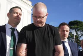 Richard Satchwell leaves the District Court in Cashel, Co Tipperary, after being charged in connection with the murder of his wife Tina Satchwell. Gardai investigating her disappearance have found skeletal remains at a property in Youghal, Co Cork. Photo: Brian Lawless/PA Wire