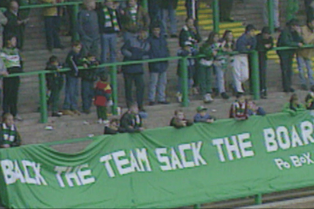 ‘Back the team, sack the board’ (Image: BBC)