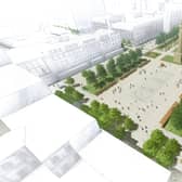 An aerial view of the design sketch for the submitted plans of George Square