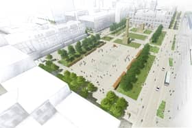 An aerial view of the design sketch for the submitted plans of George Square