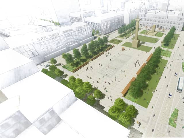 An aerial view of the design sketch for the submitted plans of George Square