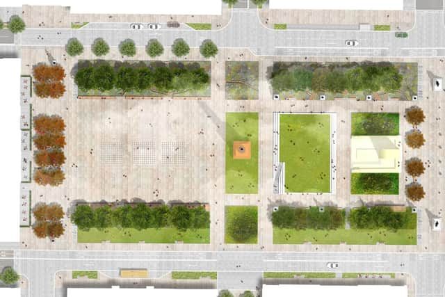 An birdseye view of the design sketch for the submitted plans of George Square