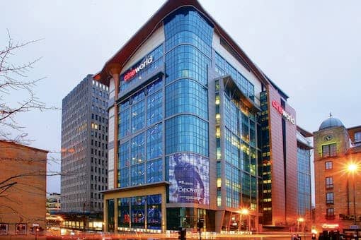 The tallest cinema complex in the world is the Cineworld on Renfrew street in Glasgow, with an overall height of 62 m (203.41 ft). Opening its doors on 21 September 2001, at 12 stories high it holds 18 screens and has a seating capacity of 4,277.