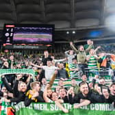 Celtic fans celebrate their team's victory at the end of the UEFA Europa League Group E football match against in November 2019 at the Stadio Olimpico in Rome