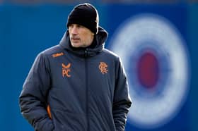 Philippe Clement oversees a Rangers training session as he mulls over his possible starting line-up to face Aris Limassol