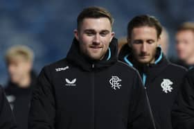 John Souttar and Ben Davies of Rangers arrive at Ibrox stadium ahead of tonight's match.