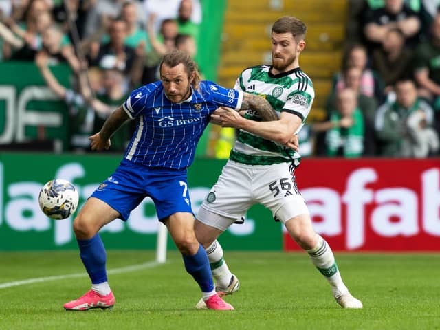 St Johnstone's Stevie May and Anthony Ralston in action