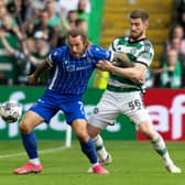St Johnstone's Stevie May and Anthony Ralston in action