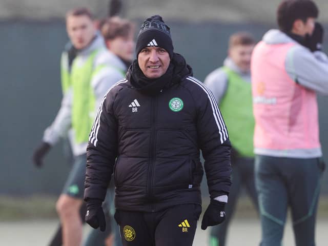 Celtic manager oversees a training session at Lennoxtown on Friday.