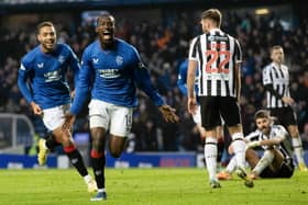 Rangers' Abdallah Sima celebrates after making it 1-0 against St Mirren at Ibrox.