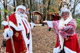 Craig Gillett, 61, as Santa, runs Santa's Grotto Frome alongside his sister Clare Perry, 59, Mrs Claus but is facing eviction over planning permission Picture: Santa's Grotto Frome / SWNS