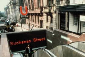 An old photo of Glasgow's Buchanan Street Subway entrance. 
