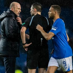 Rangers manager Philippe Clement and referee Kevin Clancy at full-time