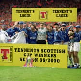 Rangers celebrate winning the Scottish Cup Final against Aberdeen at Hampden Park after running out 4-0 winners