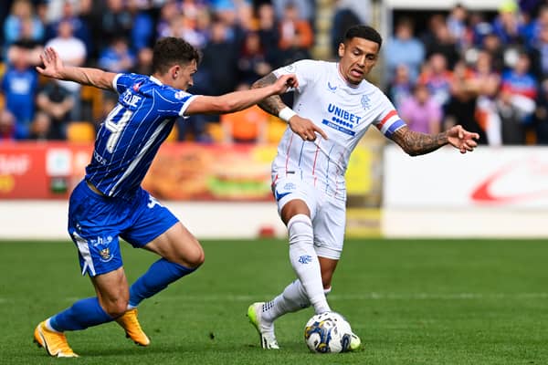 Rangers James Tavernier and Dara Costelloe of St Johnstone during the two sides' previous meeting