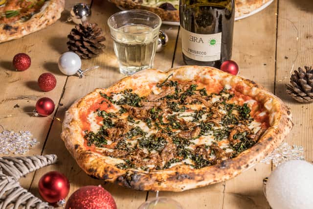 The pulled lamb pizza from the festive menu at Franco Manca