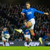 Rangers' Cyriel Dessers scores to make it 1-0 against St Johnstone at Ibrox.