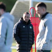 Celtic manager Brendan Rodgers oversees a training session at Lennoxtown on Friday 