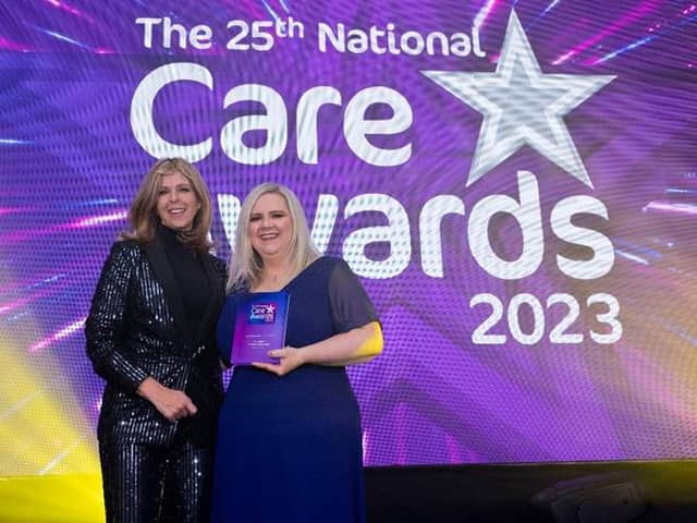 All smiles! Kirsty celebrated her National Care Award win with much loved presenter, Kate Garraway