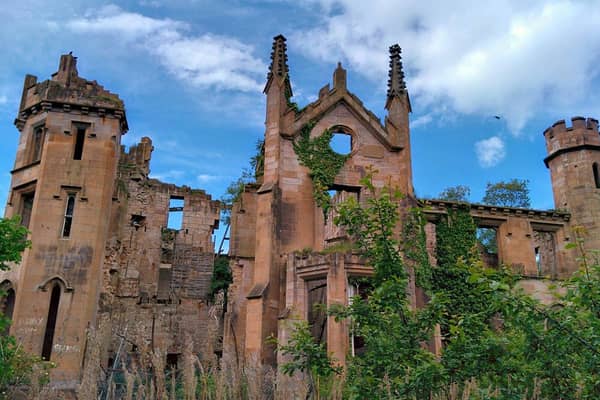 Now mostly lying in ruins, Cambusnethan House can be found near the Clyde in Wishaw woodlands. It was designed by James Gillespie Graham and completed in 1820. It is listed on the Buildings at Risk Register for Scotland as a building facing "critical" risk, having been damaged by fire in the 1980s.