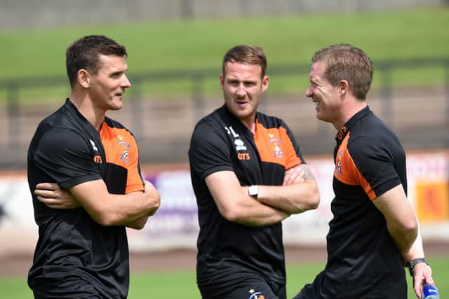 Peter Leven (centre) worked under Gary Locke and Lee McCulloch during a two-spell at Kilmarnock.