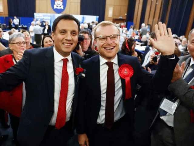 Predicted polls show a massive shake-up in Glasgow as constituencies switch to Labour. Pictured is Rutherglen MP Michael Shanks with Scottish Labour leader Anas Sarwar.
