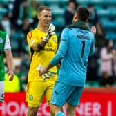 David Marshall - picture with Celtic goalie Joe Hart - picked up a hamstring injury last weekend.