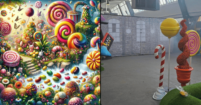 How the Wonka event was advertised vs how it looked in real life