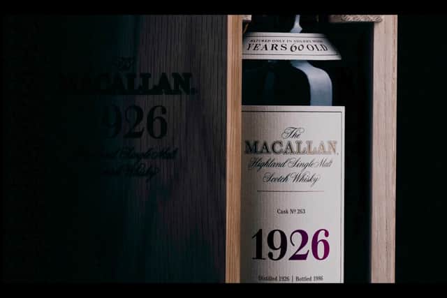 A bottle of 1926 Macallan was sold for a staggering £1.5 million at a Sotheby's auction